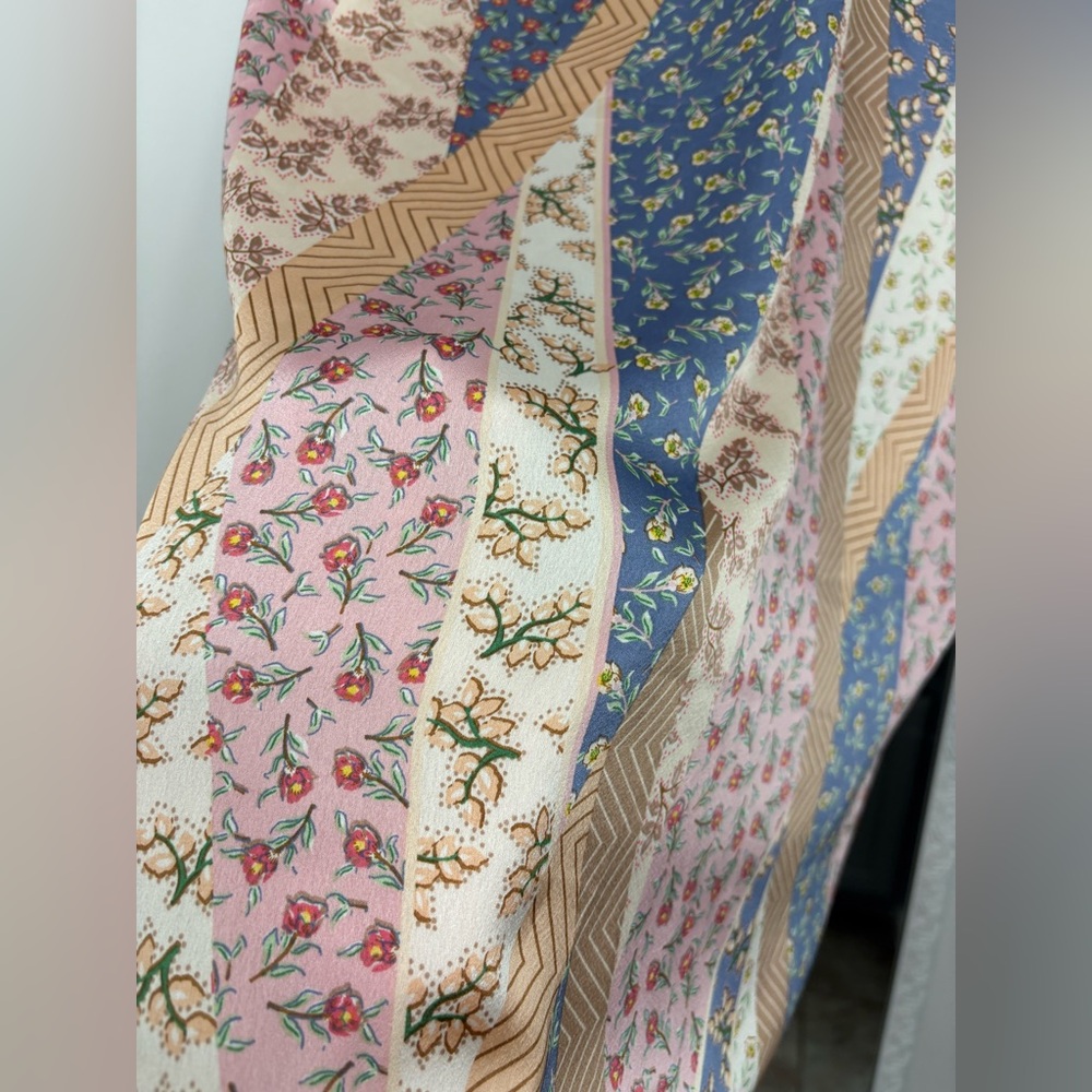 entro One-Shoulder Patchwork Floral Dress in Blue, Pink, Cream - Picture 5 of 7